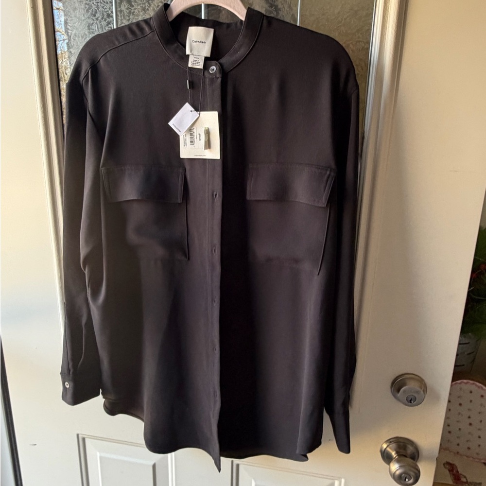 Calvin Klein Women's Black Button Down Shirt